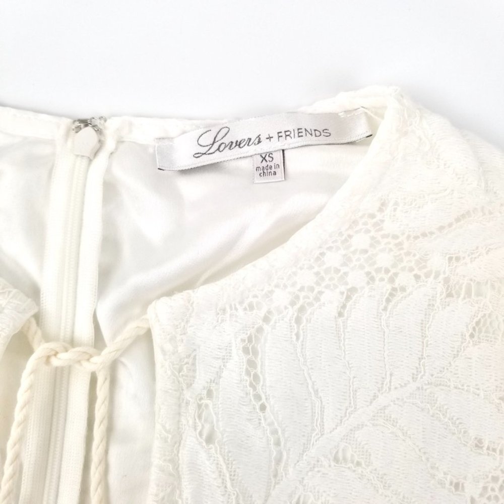 LOVERS + FRIENDS | White Lace Tassel Mini Dress XS - Picture 3 of 12